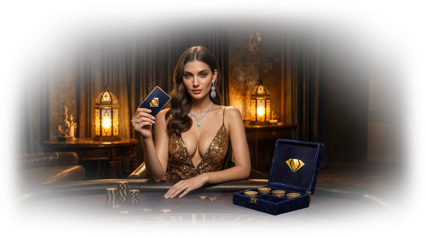 Girl with diamond card